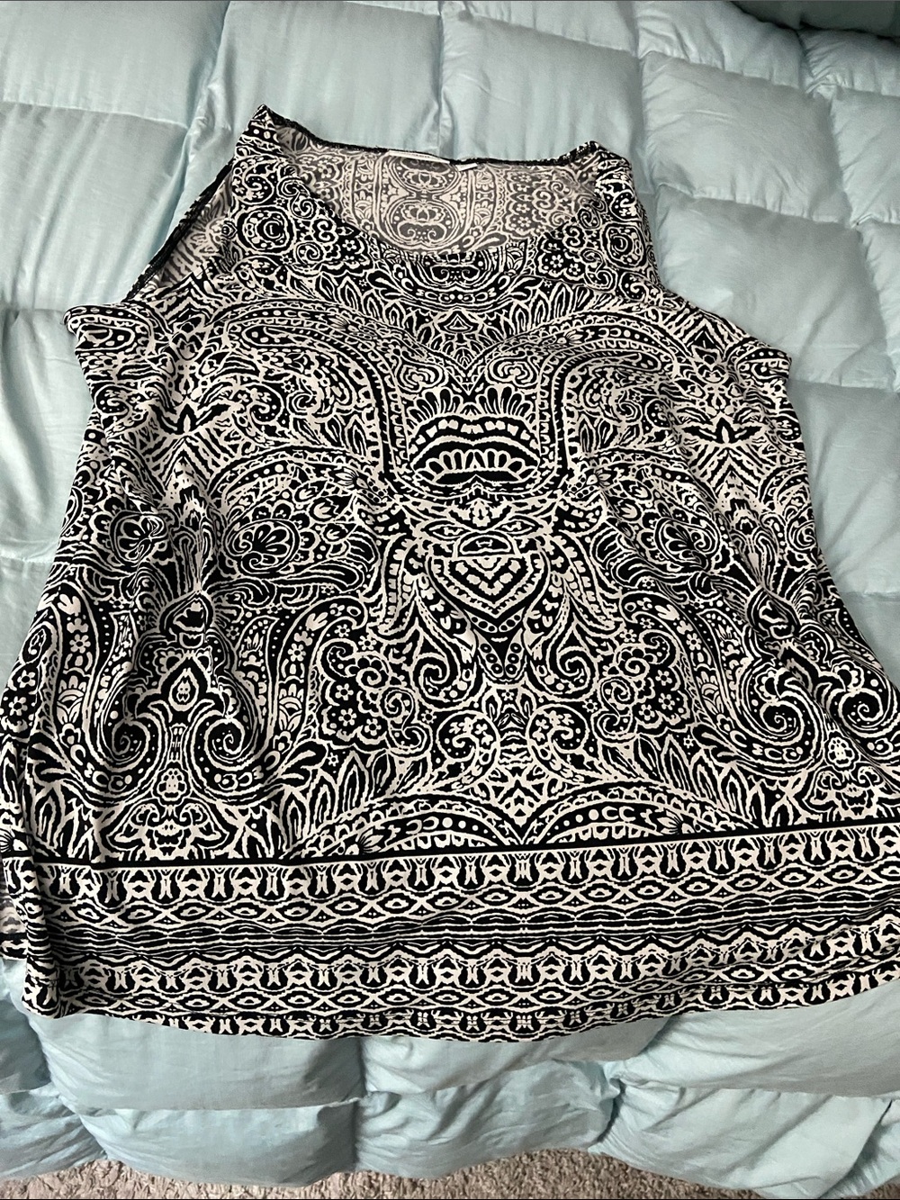 Susan Graver Black and White Paisley Tank Top